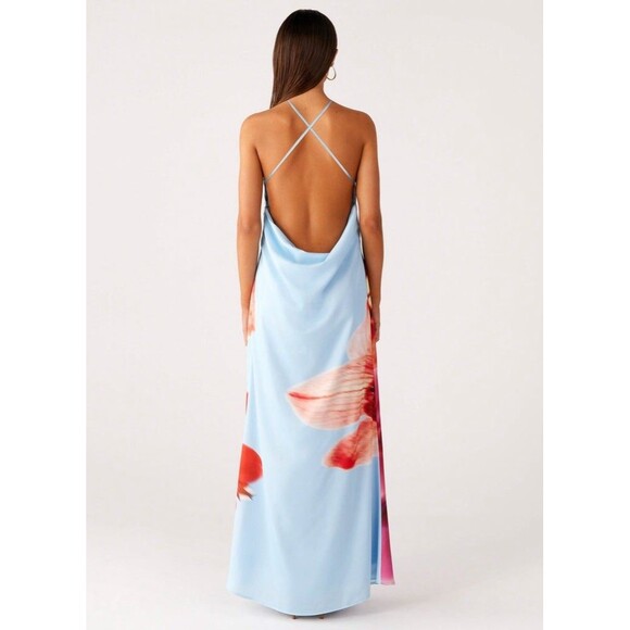 Peppermayo Exclusive Chloe maxi Dress Turquoise Bloom Size 2 NWT - Picture 2 of 13